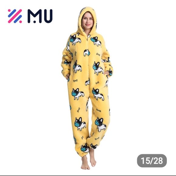 Women's Onesie jumpsuit Pajamas Fuzzy Fleece One Piece Adult Winter Warm Romper - Picture 2 of 9